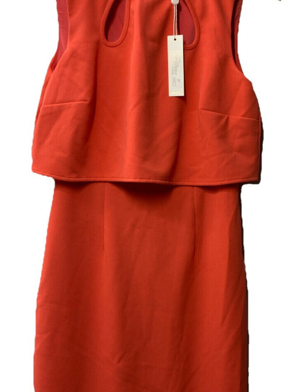 Trina Turk Women's Red Faux Layer Cutout Electric Dress Size 2 Orange Sleeveless